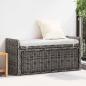 Preview: ARDEBO.de - Sitzbank mit Stauraum Schwarz gewaschen 110 x 40 x 50 cm Rattan