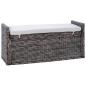 Preview: Sitzbank mit Stauraum Schwarz gewaschen 110 x 40 x 50 cm Rattan
