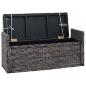Preview: Sitzbank mit Stauraum Schwarz gewaschen 110 x 40 x 50 cm Rattan