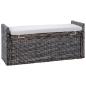Preview: Sitzbank mit Stauraum Schwarz gewaschen 110 x 40 x 50 cm Rattan