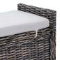 Preview: Sitzbank mit Stauraum Schwarz gewaschen 110 x 40 x 50 cm Rattan