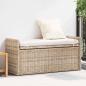 Preview: ARDEBO.de - Sitzbank mit Stauraum mit Kissen Natur 110 x 40 x 50 cm Rattan