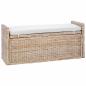 Preview: Sitzbank mit Stauraum mit Kissen Natur 110 x 40 x 50 cm Rattan