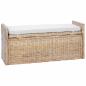 Preview: Sitzbank mit Stauraum mit Kissen Natur 110 x 40 x 50 cm Rattan