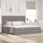 Preview: ARDEBO.de - Bett mit Stauraum und LED Taupe 200 x 200 cm Polyester
