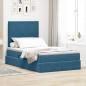Preview: ARDEBO.de - Bett mit Stauraum und LED Dunkelblau 120 x 200 cm Samt