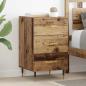 Preview: ARDEBO.de - Nachttisch mit Schubladen Altholz 40 x 40 x 66 cm Holzwerkstoff