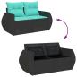Preview: ARDEBO.de - 4-tlg. Garten-Sofagarnitur mit Kissen Schwarz Poly Rattan