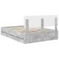 Preview: Bettrahmen mit Kopfteil Beton Grau 150 x 200 cm Ingenieurs Holz