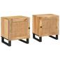 Preview: ARDEBO.de - Nachttisch 2 pcs Natur 40 x 33,5 x 46 cm Massivholz Mango