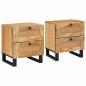 Preview: ARDEBO.de - Nachttisch 2 pcs Natur 40 x 33,5 x 46 cm Massivholz Mango