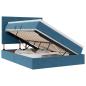 Preview: Bett mit Stauraum und LED Dunkelblau 140 x 190 cm Samt