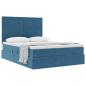 Preview: Bett mit Stauraum und LED Dunkelblau 140 x 190 cm Samt