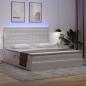 Preview: Bett mit Stauraum und LED Reinweiß 160 x 200 cm Kunstleder