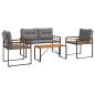 Preview: Gartenmöbel Set mit Kissen 4 pcs Hellgrau