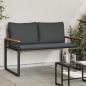 Preview: ARDEBO.de - Bank mit Kissen Grau und Dunkelgrau 115 x 65 x 72 cm Rattan