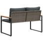 Preview: Bank mit Kissen Grau und Dunkelgrau 115 x 65 x 72 cm Rattan