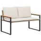 Preview: Bank mit Kissen Beige und Cremeweiß 115 x 65 x 72 cm Rattan