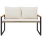 Preview: Bank mit Kissen Beige und Cremeweiß 115 x 65 x 72 cm Rattan