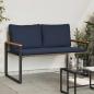 Preview: ARDEBO.de - Bank mit Kissen Grau und Marineblau 115 x 65 x 72 cm Rattan