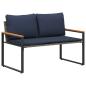 Preview: Bank mit Kissen Grau und Marineblau 115 x 65 x 72 cm Rattan