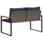 Preview: Bank mit Kissen Grau und Marineblau 115 x 65 x 72 cm Rattan