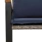 Preview: Bank mit Kissen Grau und Marineblau 115 x 65 x 72 cm Rattan