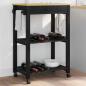 Preview: Küchentrolley MONZA Schwarz 60 x 40 x 88,5 cm Massivholz Kiefer