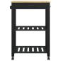 Preview: Küchentrolley MONZA Schwarz 60 x 40 x 88,5 cm Massivholz Kiefer
