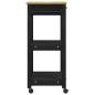 Preview: Küchentrolley MONZA Schwarz 60 x 40 x 88,5 cm Massivholz Kiefer