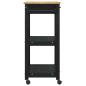 Preview: Küchentrolley MONZA Schwarz 60 x 40 x 88,5 cm Massivholz Kiefer