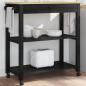 Preview: Küchentrolley MONZA Schwarz 84 x 40 x 88,5 cm Massivholz Kiefer