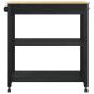 Preview: Küchentrolley MONZA Schwarz 84 x 40 x 88,5 cm Massivholz Kiefer