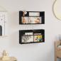 Preview: Magazinregal 2 pcs Schwarz Eichen-Optik 60 x 12 x 30 cm