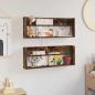 Preview: Magazinregal mit Regal 2 pcs Geräucherte Eiche 80 x 12 x 30 cm