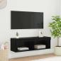 Preview: ARDEBO.de - TV-Wandschrank Panama Schwarz Eichen-Optik 100 x 30 x 30 cm