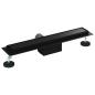 Preview: 2 in 1 Duschabfluss Schwarz 50 cm Edelstahl 304