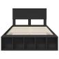 Preview: Bettrahmen mit Regal Schwarz 120 x 190 cm Holzwerkstoff