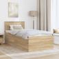 Preview: Bettrahmen mit Kopfteil Sonoma-Eiche 90 x 200 cm Holzwerkstoff
