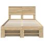 Preview: Bettrahmen mit Kopfteil Sonoma-Eiche 137 x 203 cm Holzwerkstoff
