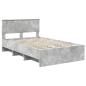 Preview: Bettrahmen mit Kopfteil Beton Grau 120 x 123 cm Holzwerkstoff