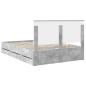 Preview: Bettrahmen mit Kopfteil Beton Grau 150 x 200 cm Ingenieurs Holz
