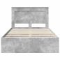 Preview: Bettrahmen mit Kopfteil Beton Grau 135 x 190 cm Ingenieurs Holz