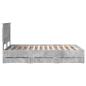 Preview: Bettrahmen mit Kopfteil Beton Grau 135 x 190 cm Ingenieurs Holz
