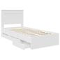 Preview: Bettrahmen mit Schubladen Weiß 75 x 190 cm Ingenieurs Holz