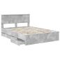 Preview: Bettrahmen mit Kopfteil Beton Grau 135 x 190 cm Ingenieurs Holz