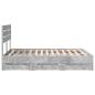 Preview: Bettrahmen mit Kopfteil Beton Grau 150 x 200 cm Ingenieurs Holz