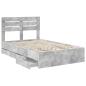 Preview: Bettrahmen mit Kopfteil Beton Grau 135 x 190 cm Ingenieurs Holz