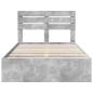 Preview: Bettrahmen mit Kopfteil Beton Grau 135 x 190 cm Ingenieurs Holz