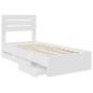 Preview: Bettrahmen mit Schubladen Weiß 100 x 200 cm Ingenieurs Holz